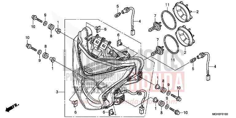 HEADLIGHT for VFR1200X Dual Clutch PEARL SUNBEAM WHITE (NHA66) from 2012